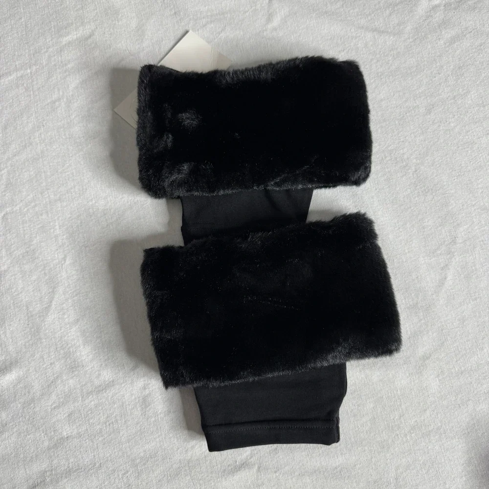 Black Faux Fur Boot Cuffs Leg Warmers Winter Boot Toppers Womens NWT NEW